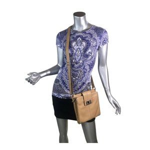 Tignanello Tan Beige Leather Crossbody Bag Organizer Purse Adjustable Strap Meta